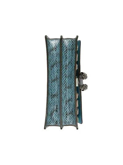 Shop Gucci Blue Embroidered Dionysus Snake Shoulder Bag