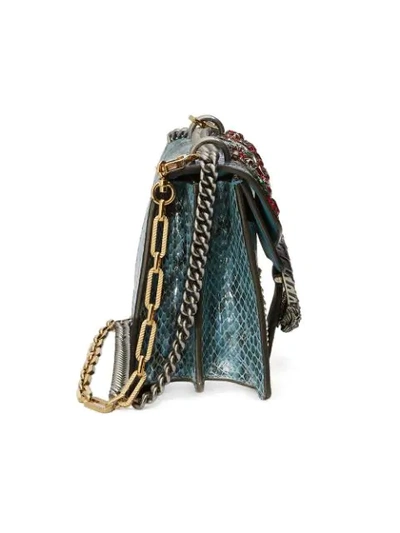 Shop Gucci Blue Embroidered Dionysus Snake Shoulder Bag