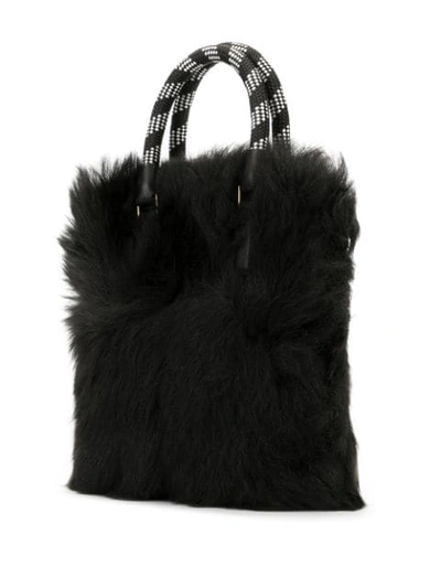 Shop Anya Hindmarch Amused Face Fur Tote In Black