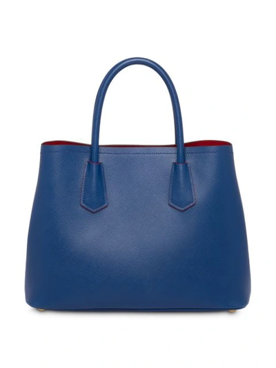 Shop Prada Double Leather Medium Handbag In Blue