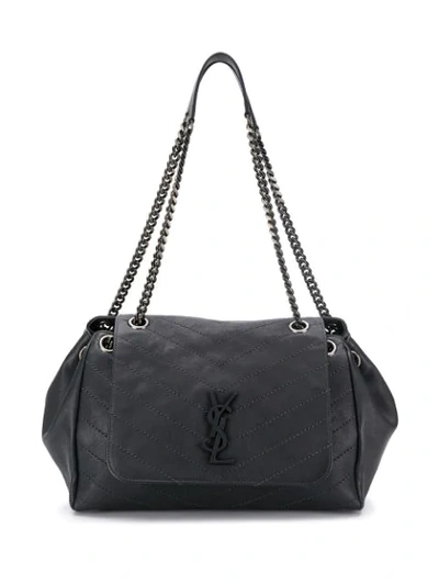 Shop Saint Laurent Ysl Medium Nolita Shoulder Bag In Grey