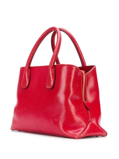 Shop Miu Miu Logo Plaque Tote In Red