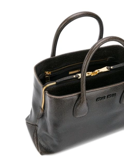 Shop Miu Miu Top Handles Leather Handbag In F0192 Ebano