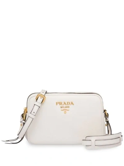 Shop Prada Double-zip Shoulder Bag In White