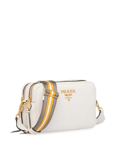 Shop Prada Double-zip Shoulder Bag In White