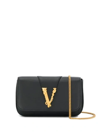 Shop Versace Virtus Evening Bag In Black
