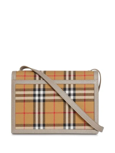 Shop Burberry Small Vintage Check Crossbody Bag In Taupe Brown