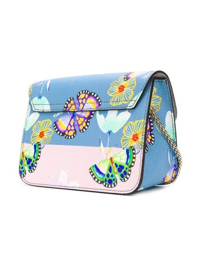 Shop Furla Butterfly Print Mini Metropolis Bag In Blue