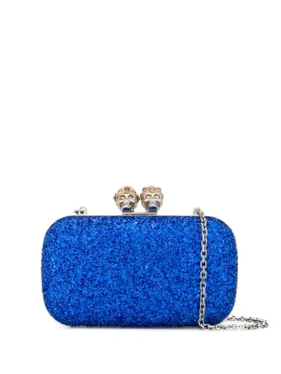 Shop Alexander Mcqueen Queen King Clutch In Blue