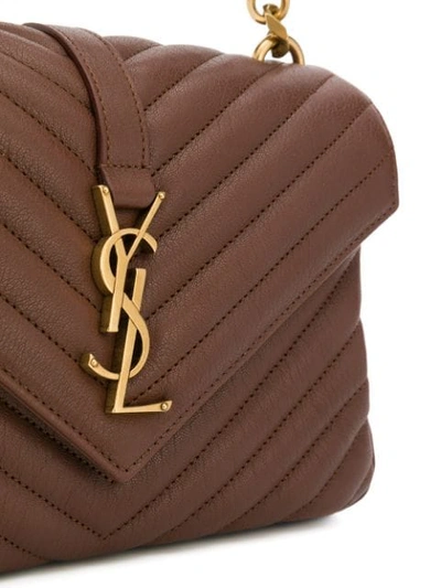 Shop Saint Laurent Collège Monogram Shoulder Bag In Brown