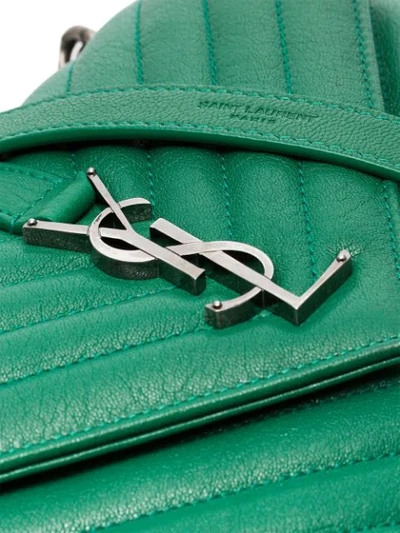 Shop Saint Laurent Green Medium Monogramme Quilted College Bag