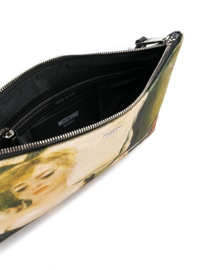 Shop Moschino Work Of Art Print Clutch - Green