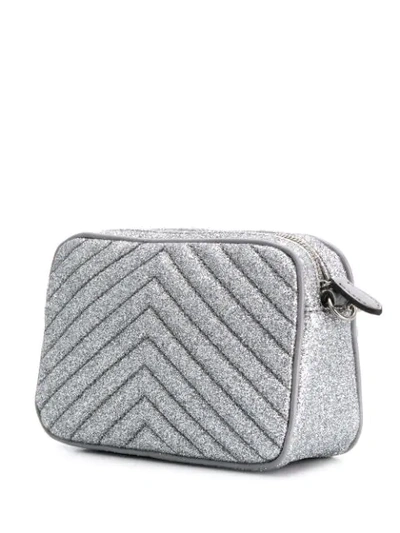 Shop Stella Mccartney Stella Star Glitter Crossbody Bag In Silver