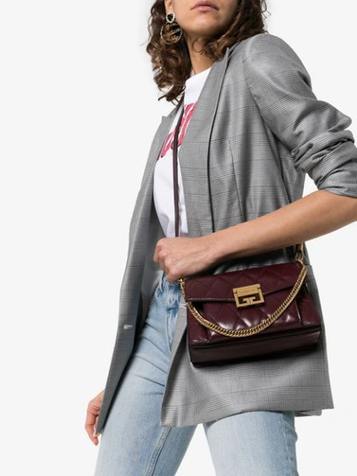 Shop Givenchy Burgundy Gv3 Quilted Leather Shoulder Bag In Red