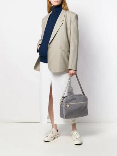 Shop Borbonese All-over Print Shoulder Bag In Grey