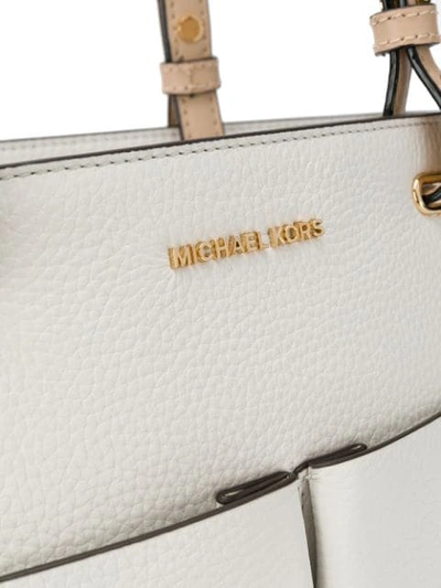 Shop Michael Kors Bedford Medium Pebbled Leather Tote In White