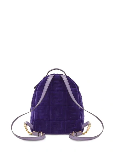 Shop Fendi Mini Ff Velvet Backpack In Purple