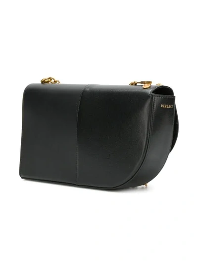 Shop Versace Front Logo Shoulder Bag In Black