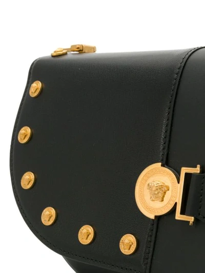 Shop Versace Front Logo Shoulder Bag In Black
