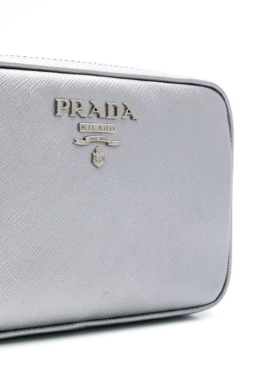 Shop Prada Mini Top Zip Bag In Metallic