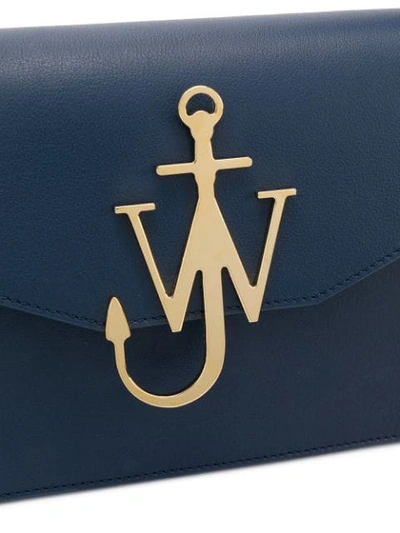 Shop Jw Anderson Navy Logo Purse With Chain In Blue