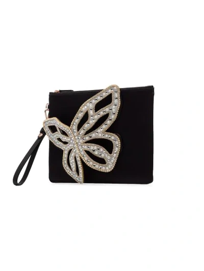 Shop Sophia Webster Black Flossy Butterfly Crystal Butterfly Clutch