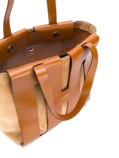 Shop Hogan Panelled Shoulder Bag In Brown