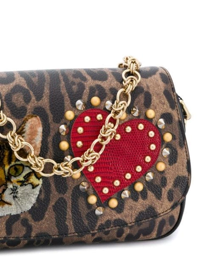 Shop Dolce & Gabbana Patched Leopard Print Clutch In Brown