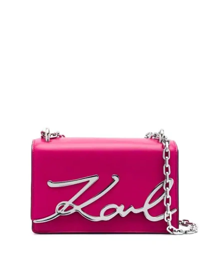 Shop Karl Lagerfeld Signature Small Bag In Pink
