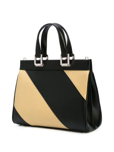 Shop Gucci Zumi Diagonal Stripe Top Handle Bag In Black