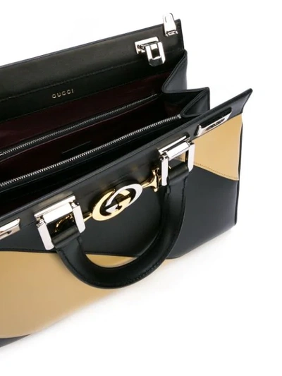 GUCCI ZUMI DIAGONAL STRIPE TOP HANDLE BAG - 黑色