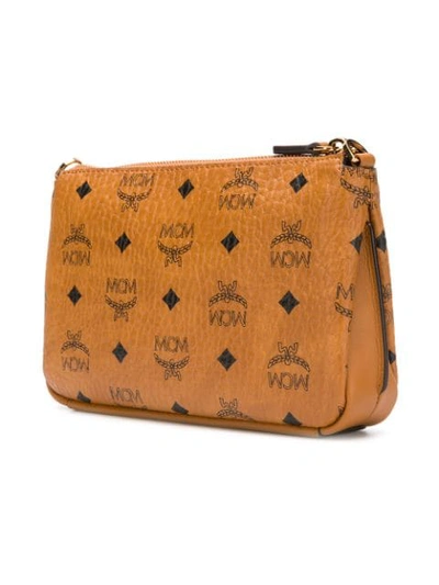 Shop Mcm All Over Logo Shoulder Bag In Brown