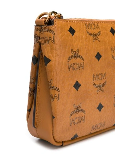 Shop Mcm All Over Logo Shoulder Bag In Brown