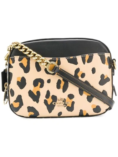 Shop Coach Leopard Print Camera Bag In Black