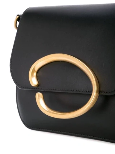 Shop Oscar De La Renta Logo Plaque Shoulder Bag In Black