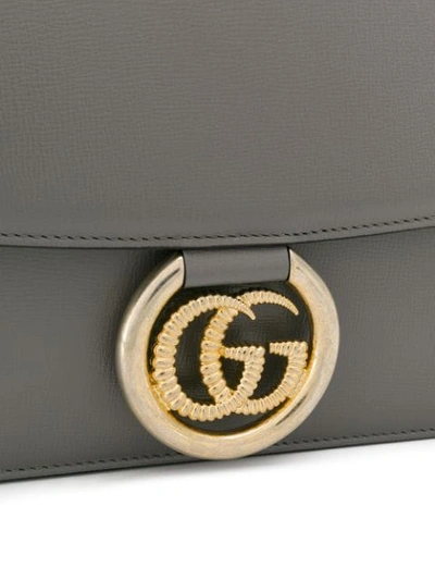 Shop Gucci Logo Plaque Shoulder Bag In Grey