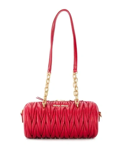 Shop Miu Miu Mattelasse Shoulder Bag In Red