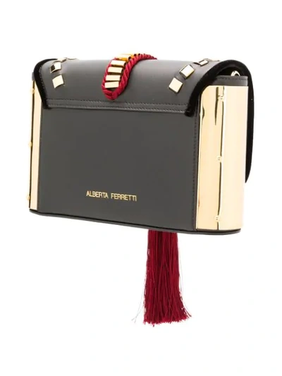 Shop Alberta Ferretti Tassel Crossbody Bag In Black