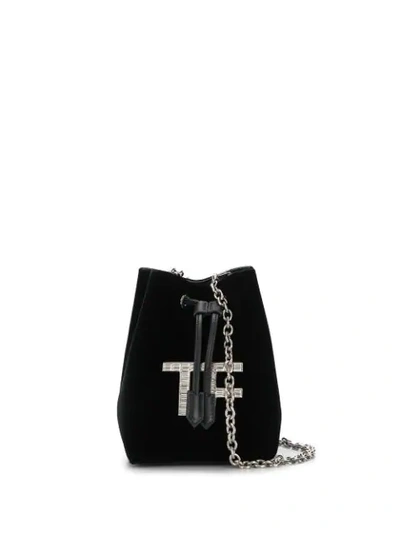 Shop Tom Ford Velvet Bucket Bag In Black