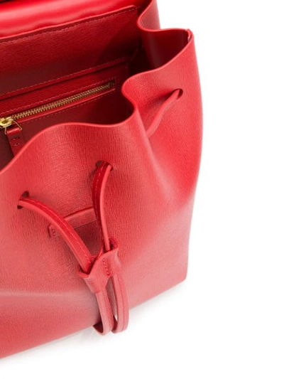Shop Mansur Gavriel Saffiano Mini Backpack - Red