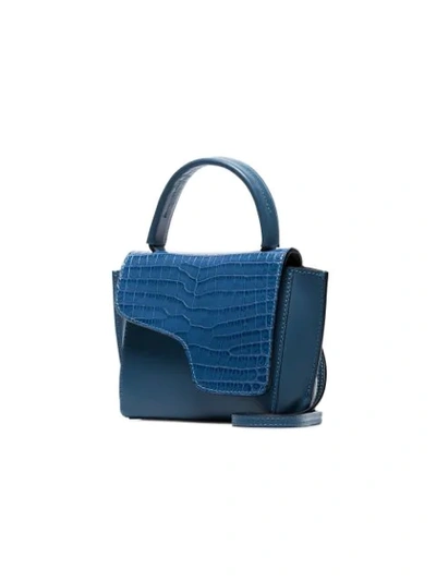 Shop Atp Atelier Blue Montalcino Crocodile Embossed Leather Crossbody Bag