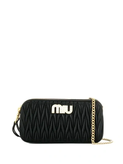 Shop Miu Miu Matelassé Crossbody Bag In F0002 Nero