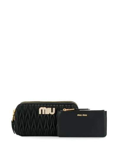 Shop Miu Miu Matelassé Crossbody Bag In F0002 Nero