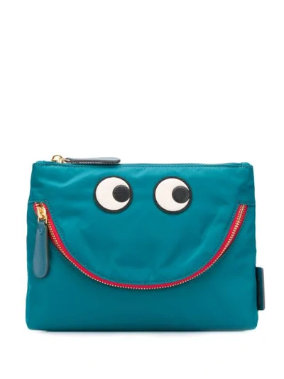 ANYA HINDMARCH HAPPY EYES POUCH - 蓝色