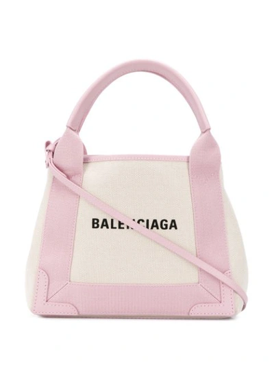 Shop Balenciaga Navy Xs Cabas Tote Bag In Neutrals