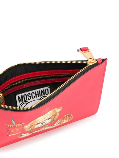 Shop Moschino Teddy Print Clutch In Red