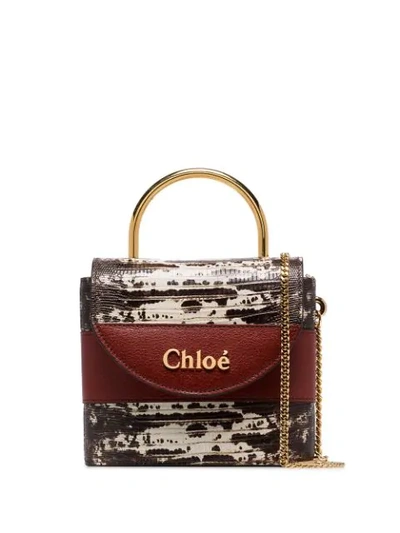 Shop Chloé Small Aby Lock Lizard-effect Bag In Brown