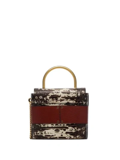 Shop Chloé Small Aby Lock Lizard-effect Bag In Brown