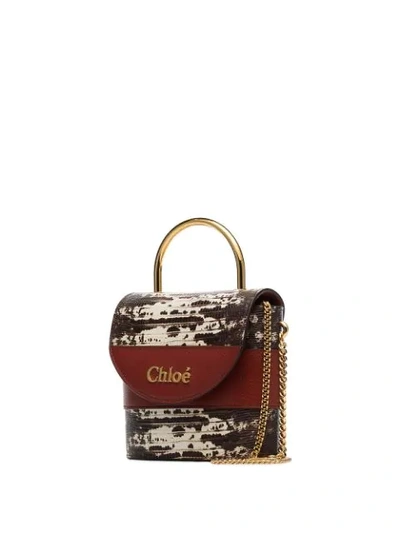 Shop Chloé Small Aby Lock Lizard-effect Bag In Brown