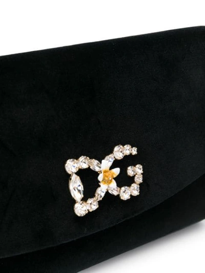 Shop Dolce & Gabbana Embellished Logo Crossbody Bag In Black